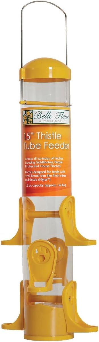 Stokes Select Thistle Tube Bird Feeder with Six Feeding Ports, Yellow, 1.6 lb Capacity - 38224, small