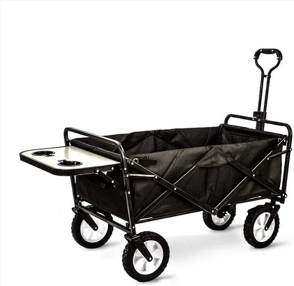 Heavy Duty Foldable Garden Trolley Cart Wagon Truck 600D Waterproof Wheel Used for Supermarket Shopping,and for The Beach Outdoor BBQ Storage,Black