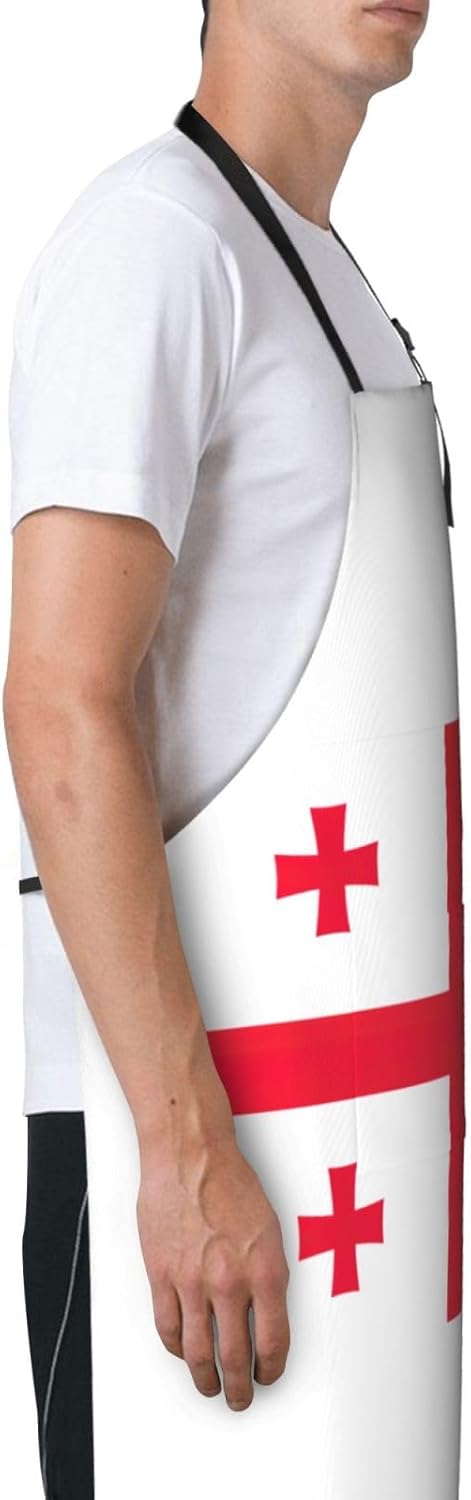 Flag of Georgia print Waterproof chef's apron with pocket apron for kitchen cooking baking barbecue and gardening