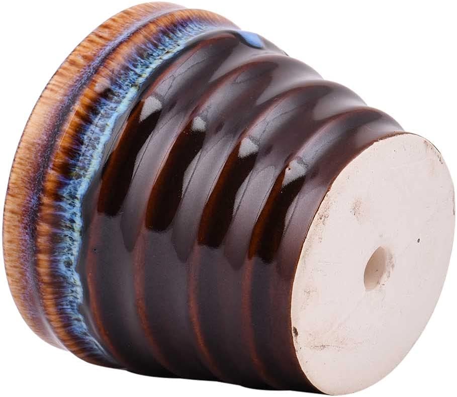 Indian Shelf Handmade Ceramic Multicolor Striped Glazed Pot Pack of 1 