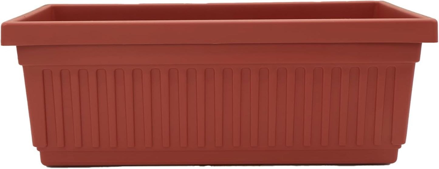 The HC Companies Venetian Window Planter Box w/Drain Plug - Long Planter Box for Windowsills, Balconies & More - Plastic Rectangular Outdoor Planters for Herbs & Flowers (18" Clay, Pack of 1)