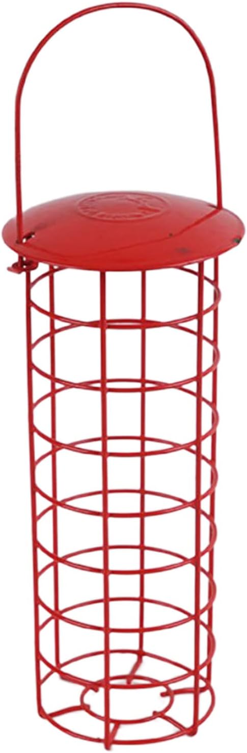 Metal Bird Suet Feeder Outdoor Hanging Mesh Tube Wild Bird Feeder with Lid Vegetable Fruit Holder Squirrel Proof for Outside Hanging for Wild Birds