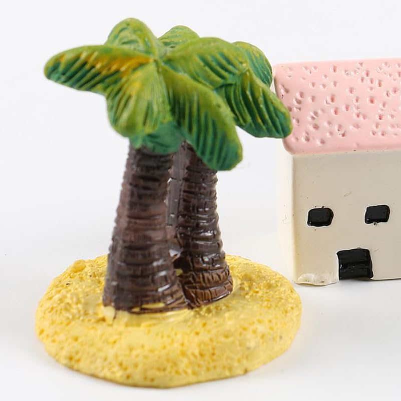ibasenice Miniature Coconut Tree Micro Landscape Ornament 1.96X1.57X0.39In Resin Palm Tree Decoration for Cake Toppers Desk Decor and Tropical Microlandschaft Scenes