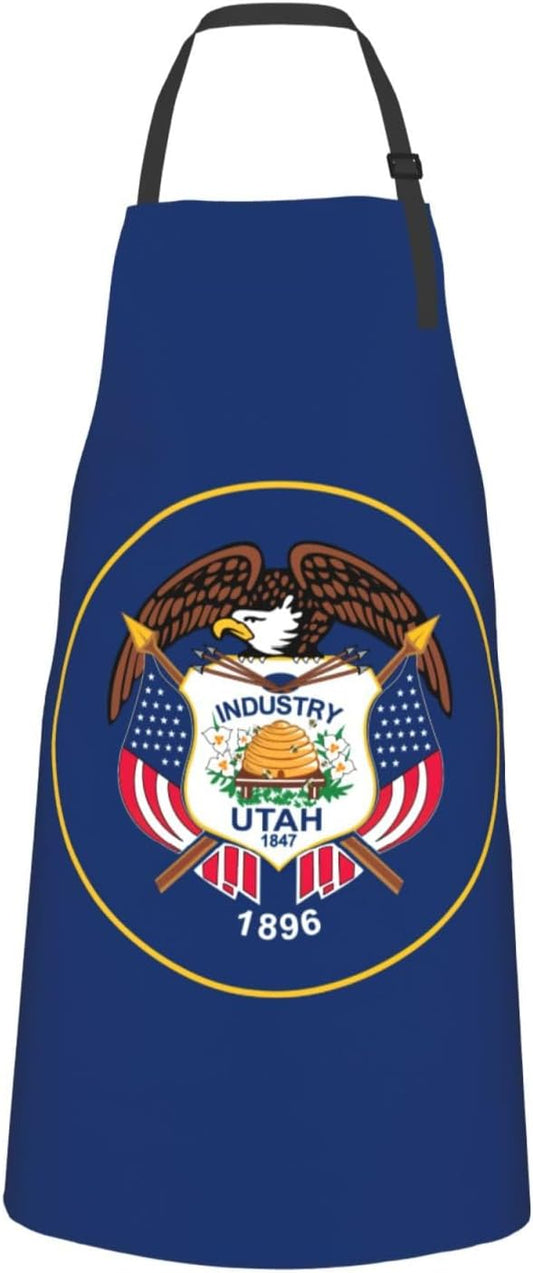 YANYU Utah Flag Print 28x33 In Kitchen Apron Stylish Chef Apron with P
