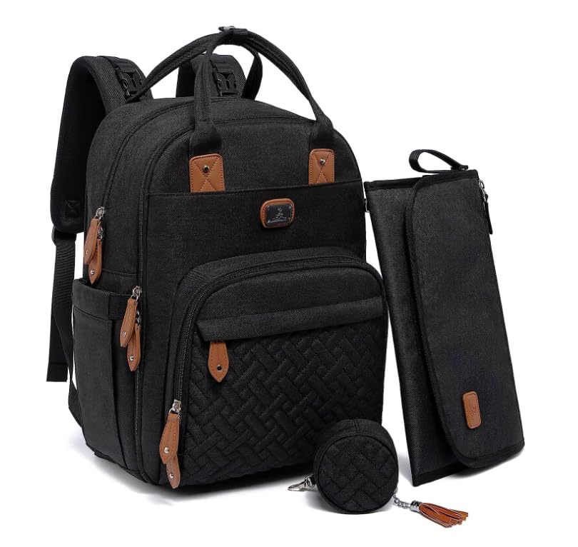 Dikaslon Diaper Bag Backpack with Portable Changing Pad, Pacifier Case