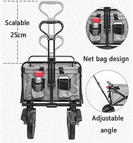 Folding Trolley Cart Outdoor Folding Utility Wagon 4 Wheeled Folding Camping Cart Utility Garden Trolley Portable Outdoor Handcart with Brake for Beach Picnic Load-Bearing 100KG / 220lbs (Style 3)