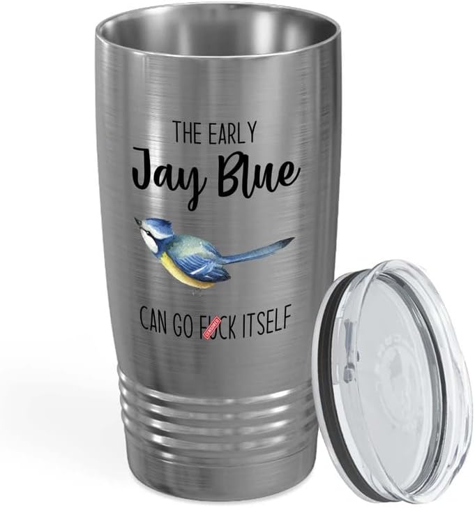 Bird Lover Silver Edition Viking Tumbler 20oz - Early Jay Blue go - Hu
