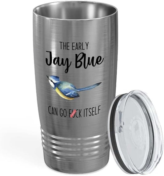 Bird Lover Silver Edition Viking Tumbler 20oz - Early Jay Blue go - Hu