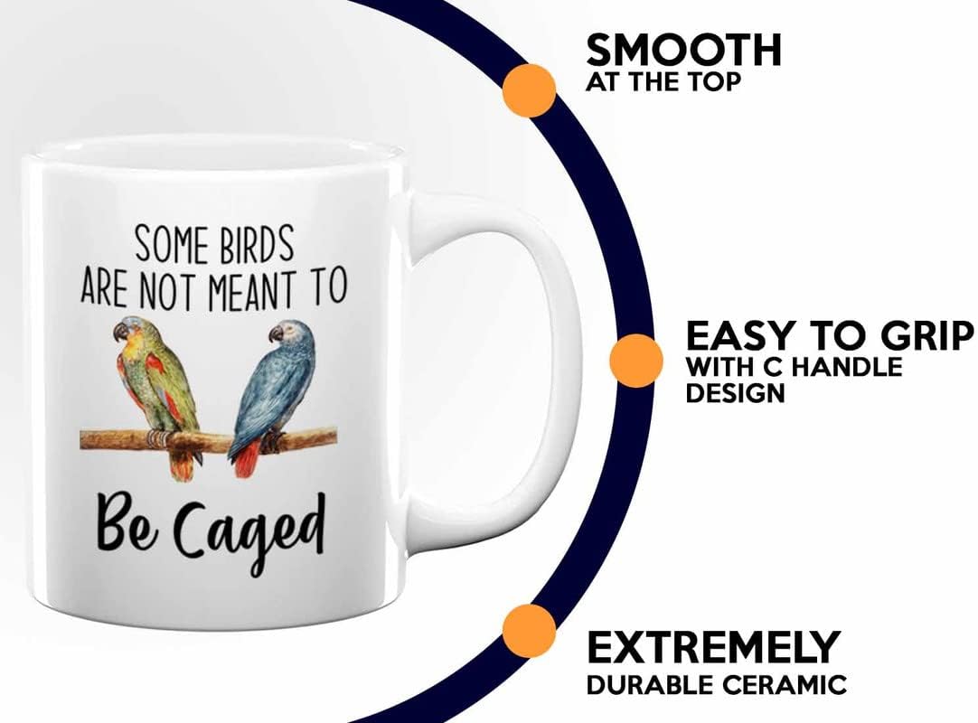 Bird Lover Coffee Mug 11oz White - Birds to be caged - Hummingbird Nest Cage Parrot Dad Gardening Outdoor Birdwatcher Feeder