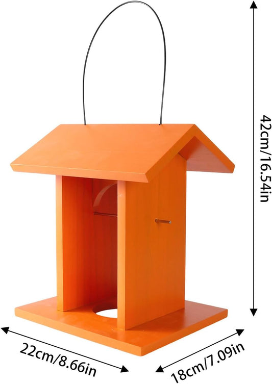 Wooden Bird House Feeder, Mounted Food Station with Roof for Outdoor Feeding, Wildlife Care, Porch Decoration, Yard Enhancement, Avian Support