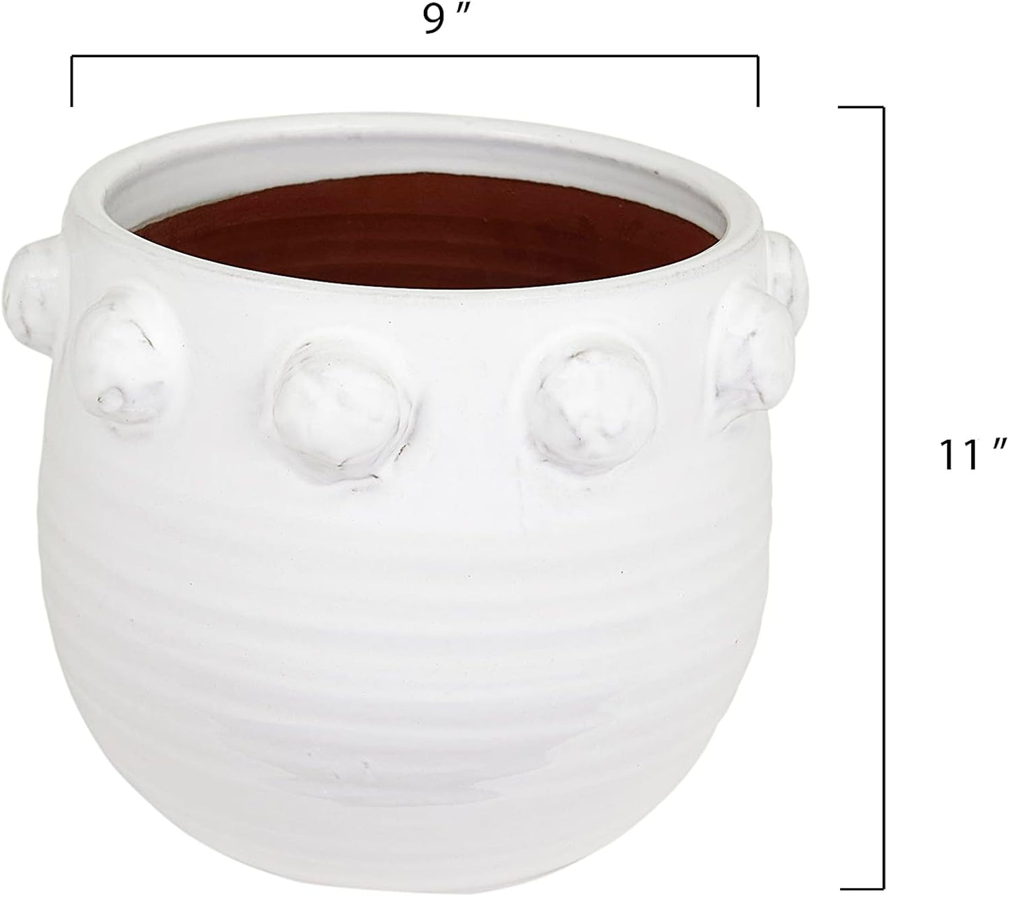 Creative Co-Op White Terracotta Planter with Bubble Design at Top