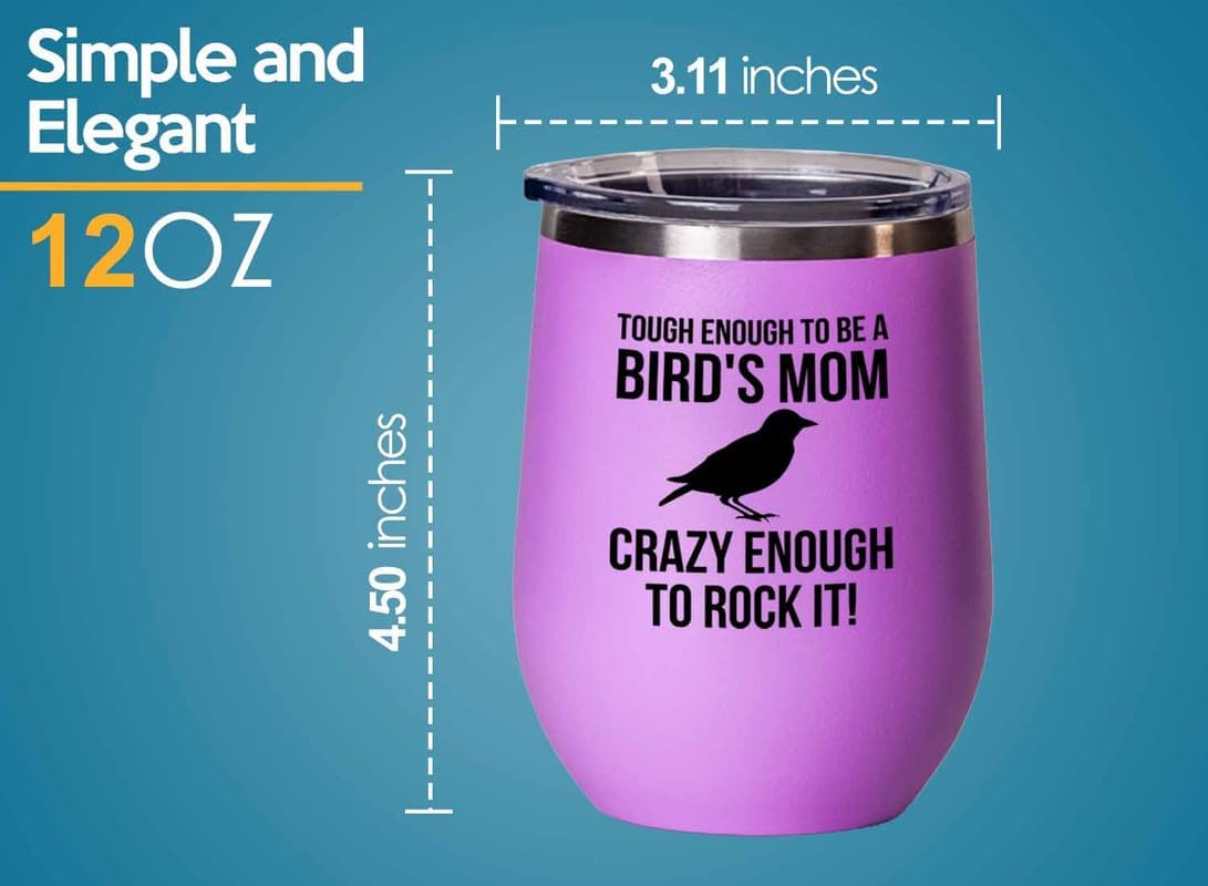 Birding Pink Edition Wine Tumbler 12oz - Tough enough to be - Bird Feeder Backyard Birdwatcher Gifts Birding Bird Lover