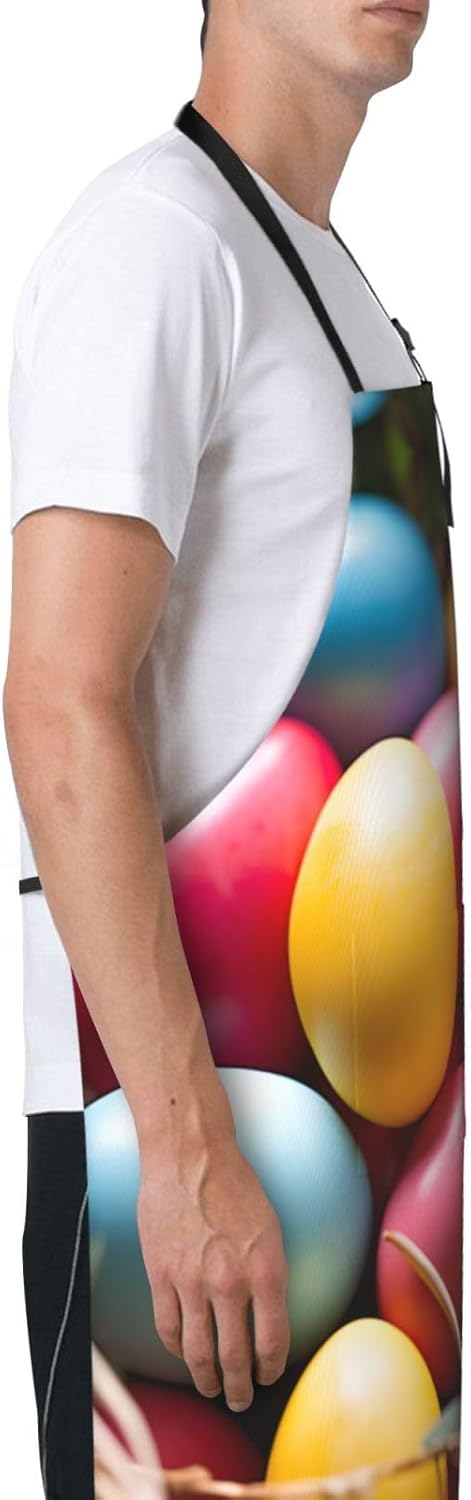 Easter Eggs print Waterproof apron with pocket adjustable cooking apro