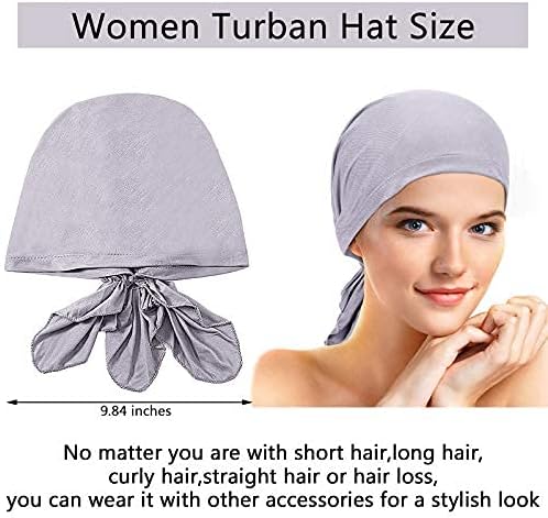 4 Pieces Slip-On Pre-Tied Head Scarves Women Headwear Turban Beanie Ca
