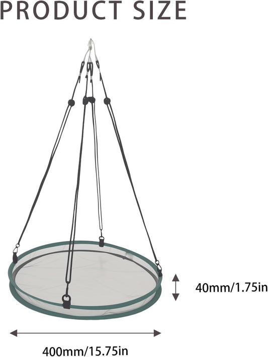 2 Pack Hanging Bird Feeder Tray – Platform Bird Feeder with Glass Fiber Mesh for Outdoors, Bird Feeders for Outdoors Hanging, Easy to Hang & Clean for Garden Yard