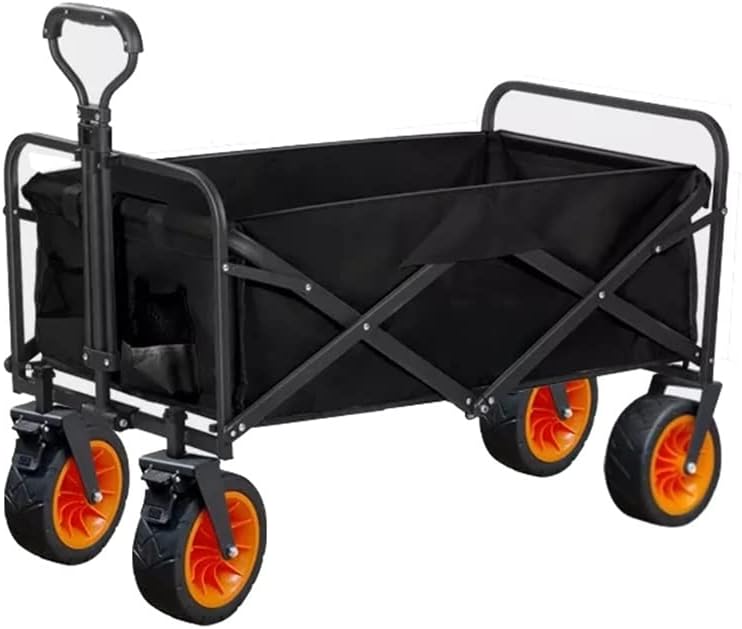 JSEIAJB Outdoor Utility Wagon 8" Wheel Portable Camping Cart Garden Shop Sport Beach Hand Trolley Bearing 120 kg(Black)