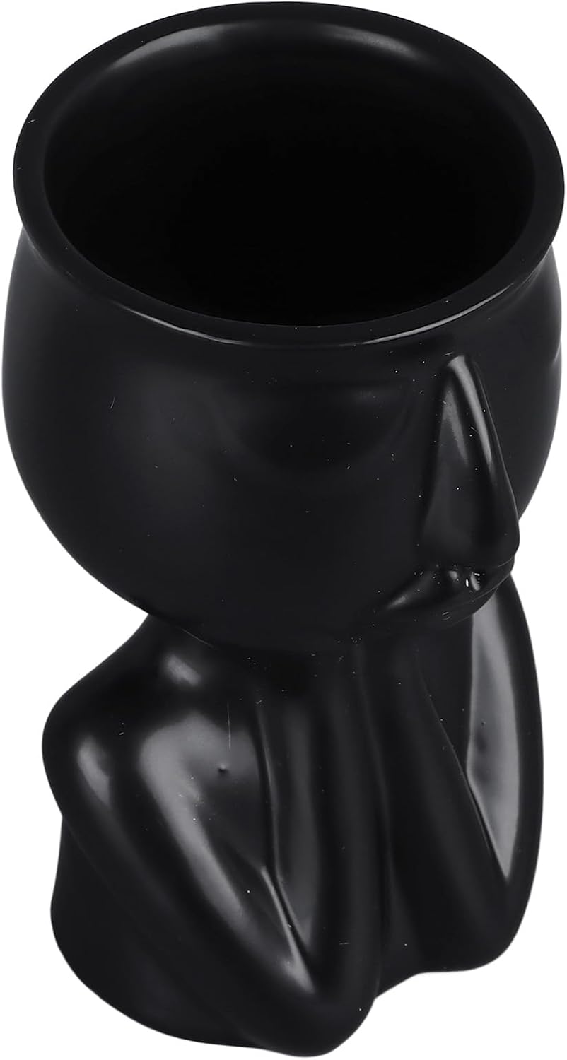 Pilipane Ceramic Face Planter Pot Nordic Style Modern Innovative Face Succulent Planter Pot for Home Office Hotel Desktop Ornaments (Black)