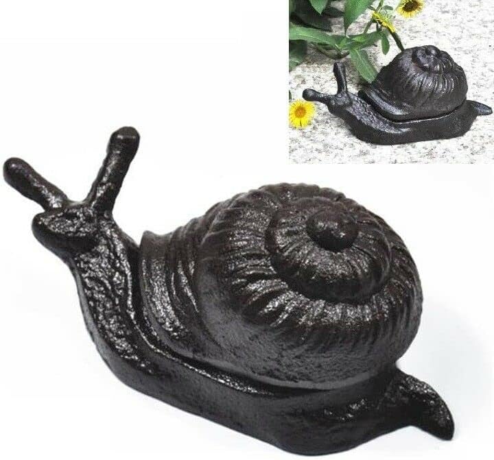 EatingBiting Snail Shape Cast Iron Hider Home Garden Statues Ornament 
