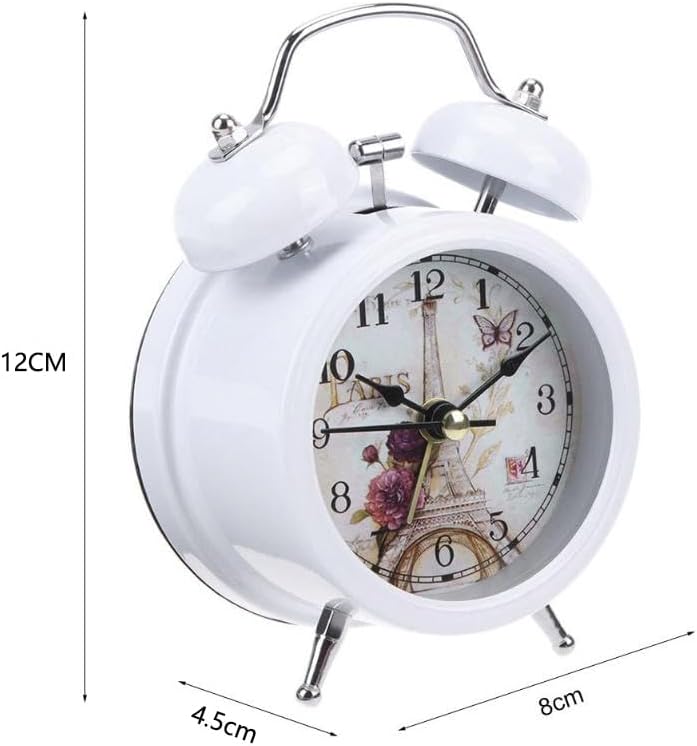 Children's Alarm Clock Retro Silent Pointer Clocks Round Number Dual Bell s Loud Alarm Clock Black Colors Bedside Night Light Home Decors Black Cat on Planters Pot