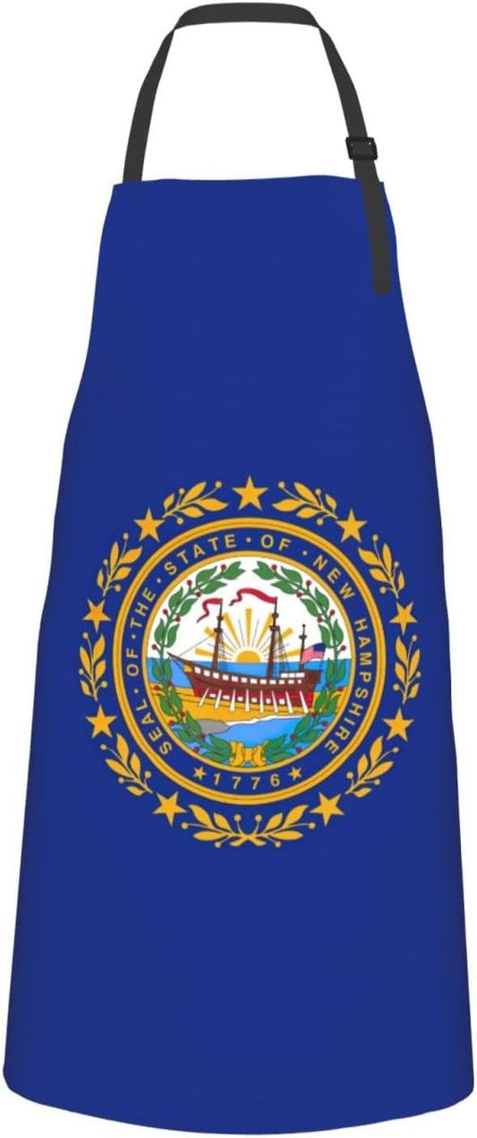 New Hampshire state flag print Waterproof chef's apron with pocket apron for kitchen cooking baking barbecue and gardening