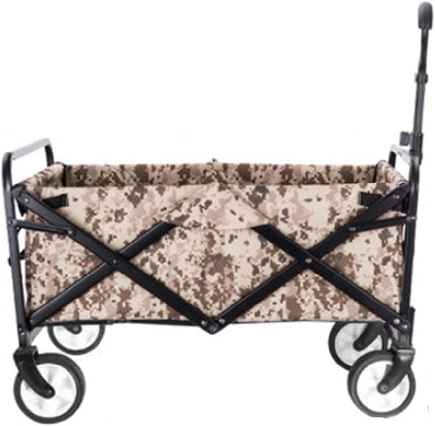 Supermarket Shopping Beach Heavy Duty Foldable Garden Trolley Cart Wagon Truck with 4 Wheels 600D Waterproof Fabric Plastic Wheel Used,3X48.5X90Cm