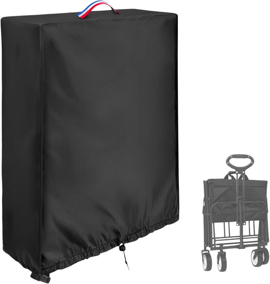 Wagon Cart Cover for Collapsible Wagon Carts, Portable Folding Wagons Protective Cover, Shopping Cart Covers - 20" L×7" W×28" H, Black