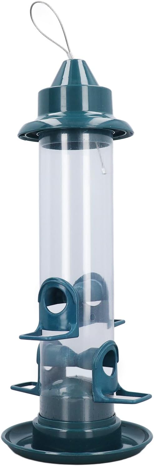 Hanging Bird Feeder Squirrel Proof Adaptable Hook Automatic Feeder 4 Perches Outdoor