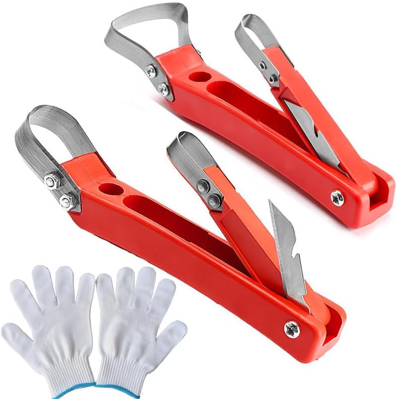 Multifunctional Bark Scraper Remover Set Heavy-Duty Steel with Grafting Knife Fruit Tree Ring Cutter Includes Gloves and Screwdriver for Gardening Tree Grafting Bark Peeling