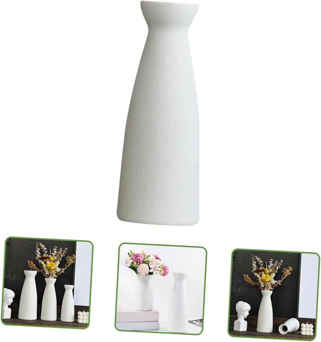 PRETYZOOM White Ceramic Mini Flower Vase Medium Size Hydroponic Pot Home Décor Planter for Dried Flowers Tabletop Ornament