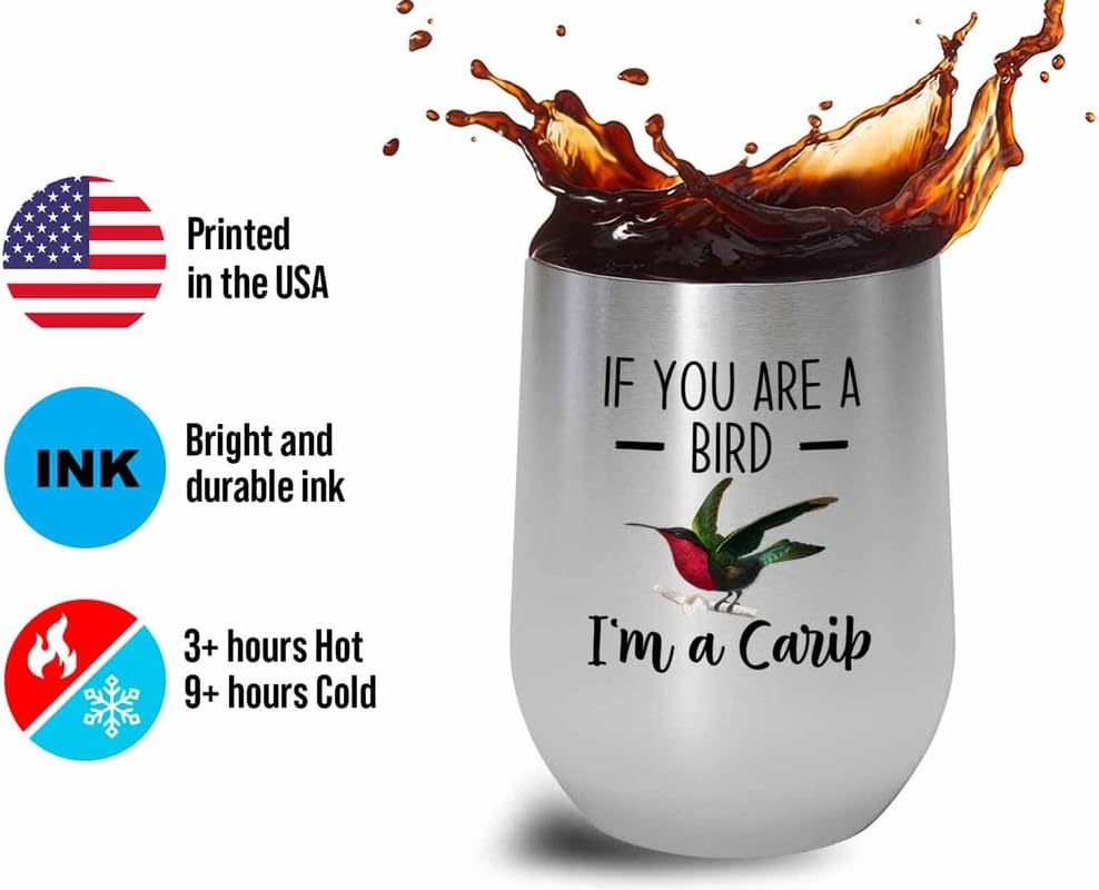 Bird Lover Silver Edition Wine Tumbler 12oz - Bird and Carib - Humming