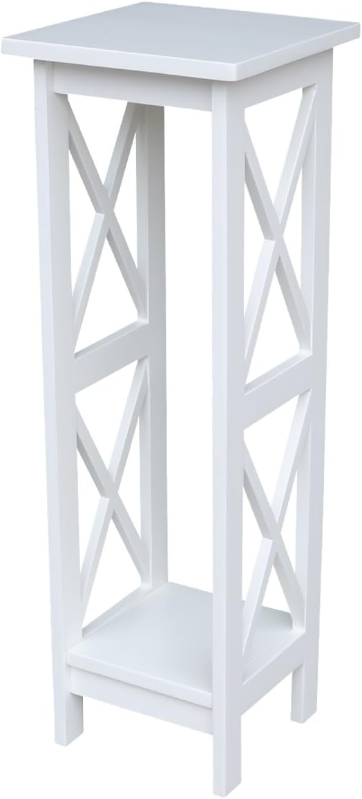 IC International Concepts, 36" X-Sided Plant Stand , Solid Real Wood, Sturdy Parawood, Snow White