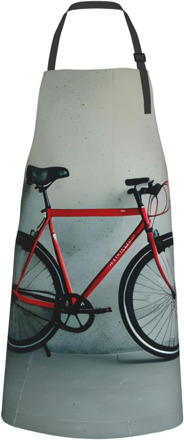 YANYU Retro bicycle pattern Print 28x33 In Kitchen Apron Stylish Chef Apron with Pockets for Cooking Baking Painting
