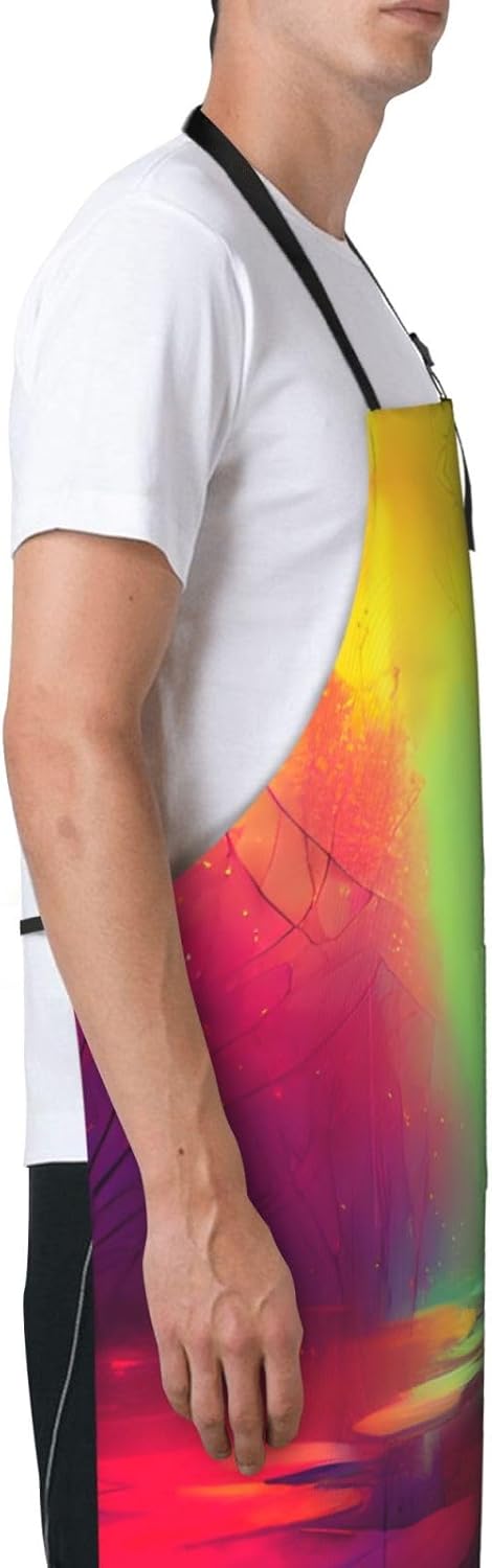 Dream colorful print Waterproof chef's apron with pocket apron for kitchen cooking baking barbecue and gardening