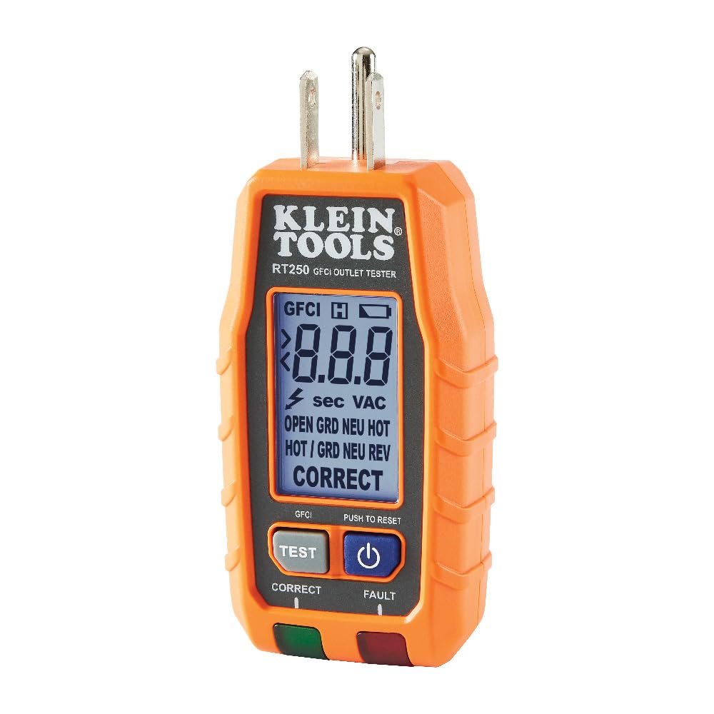 Klein Tools RT250 GFCI Outlet Tester with LCD Display, Electric Voltag