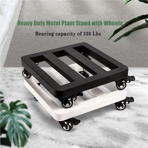 Heavy Duty Metal Plant Caddy with Lockable Wheels, Rolling Plant Dolly for Indoor/Outdoor Large Pots, Easy Repositioning, Durable Plant Stand with Casters