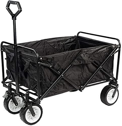 Portable Camping Cart,Outdoor Folding Utility Wagon Garden Trolley, Foldable Pull Wagon, Heavy Duty Camping Cart with Brake, Up to 100 Kg Load