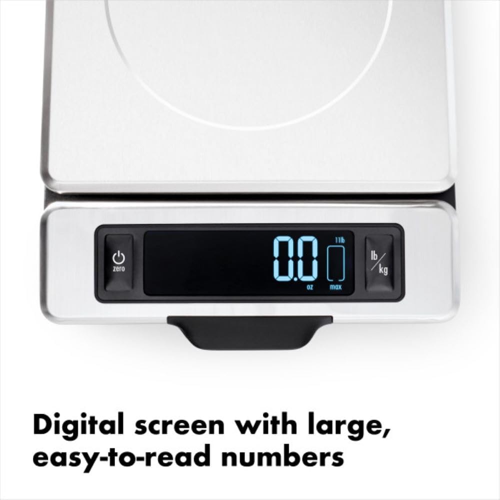 OXO Good Grips 11-Pound Stainless Steel Kitchen Scale with Pull-Out Di