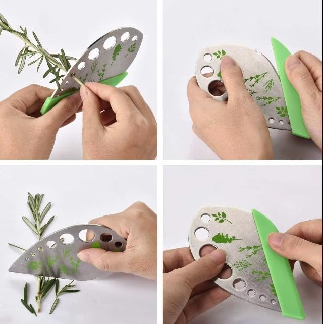 Herb Stripper, Green 9 holes Stainless Steel Kitchen Herbs Leaf Stripp