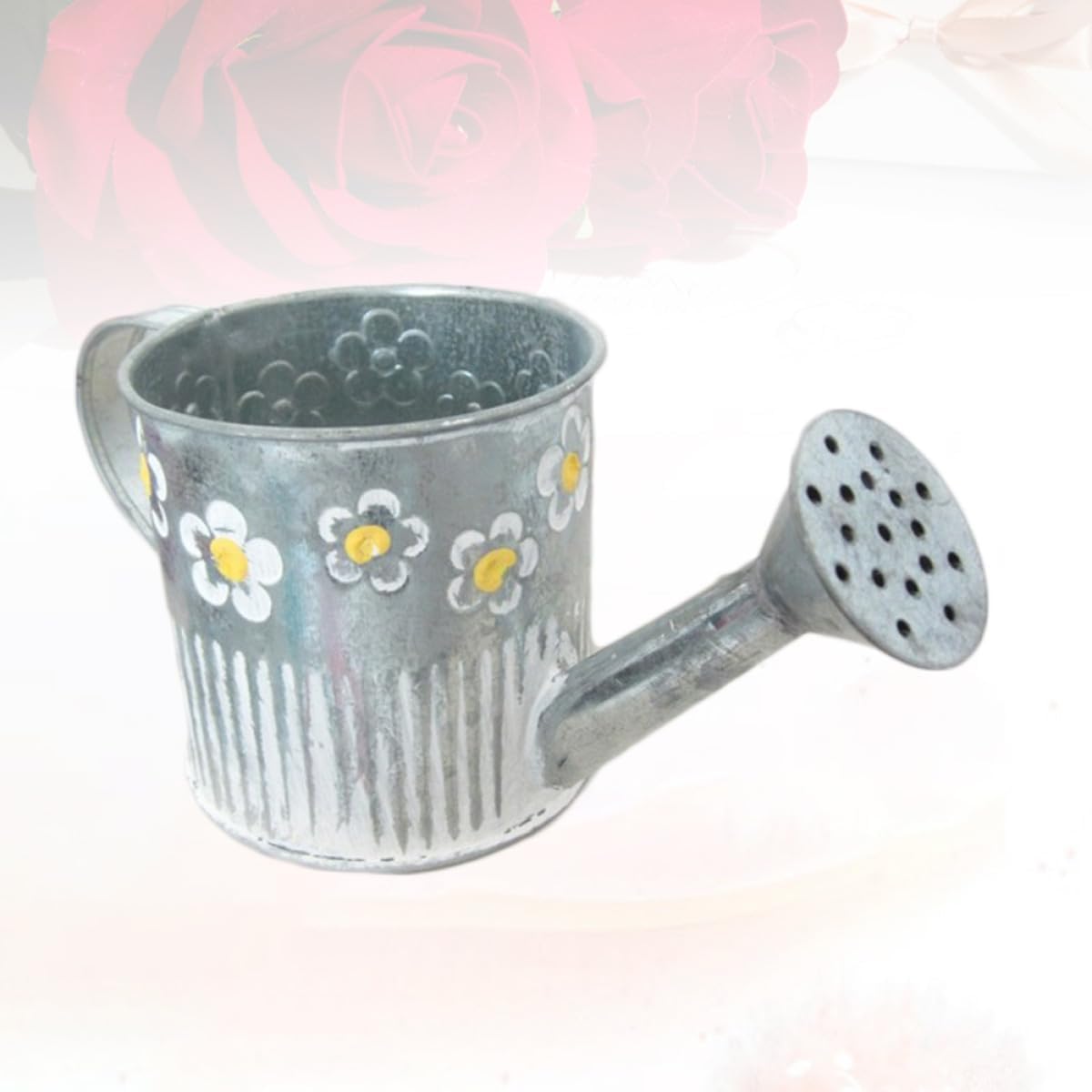Milisten Iron Flower Vase Watering Pot Shape with Embossed Pattern, Me