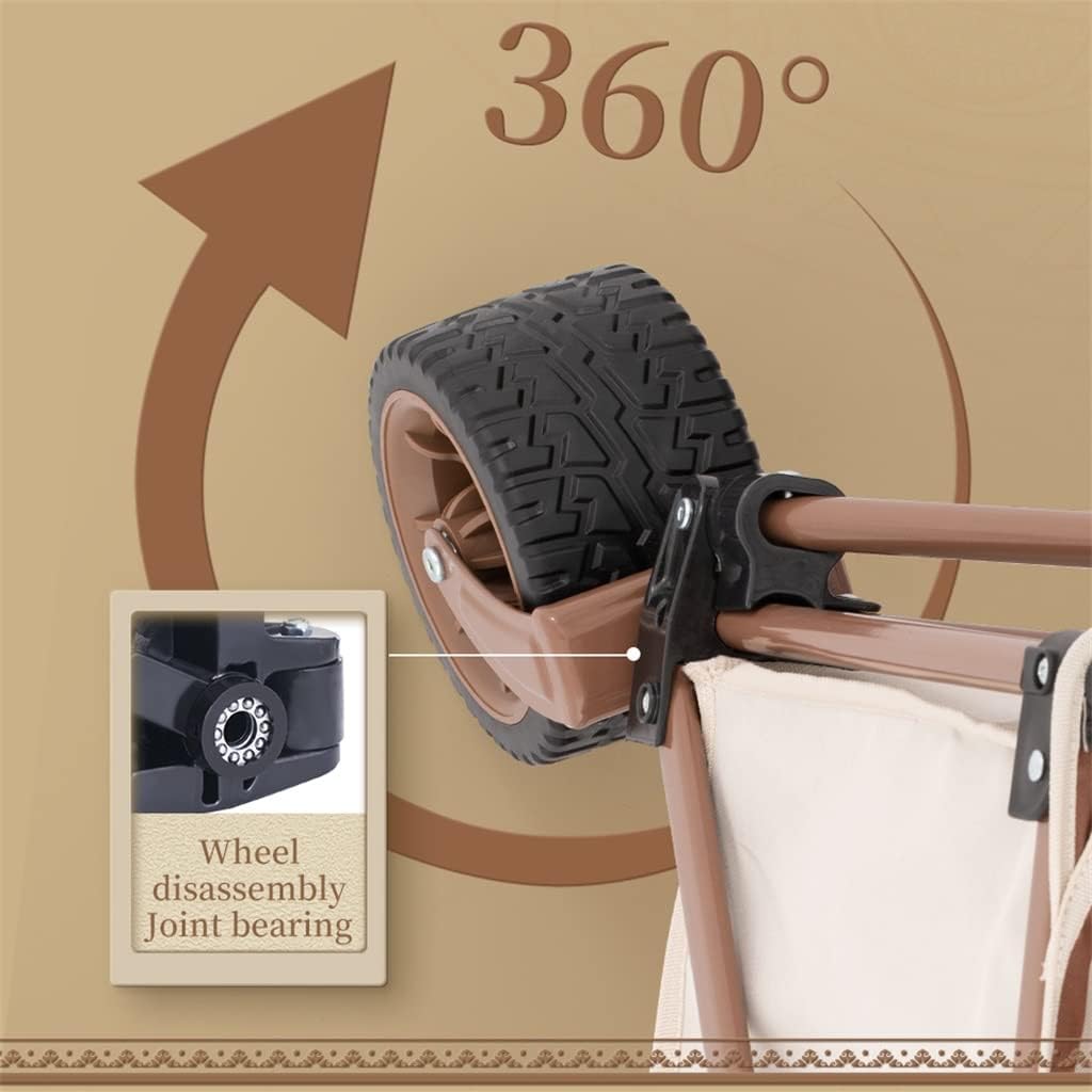 JSEIAJB Portable Detachable Folding Four-Way Wide Wheel Trolley Outdoo