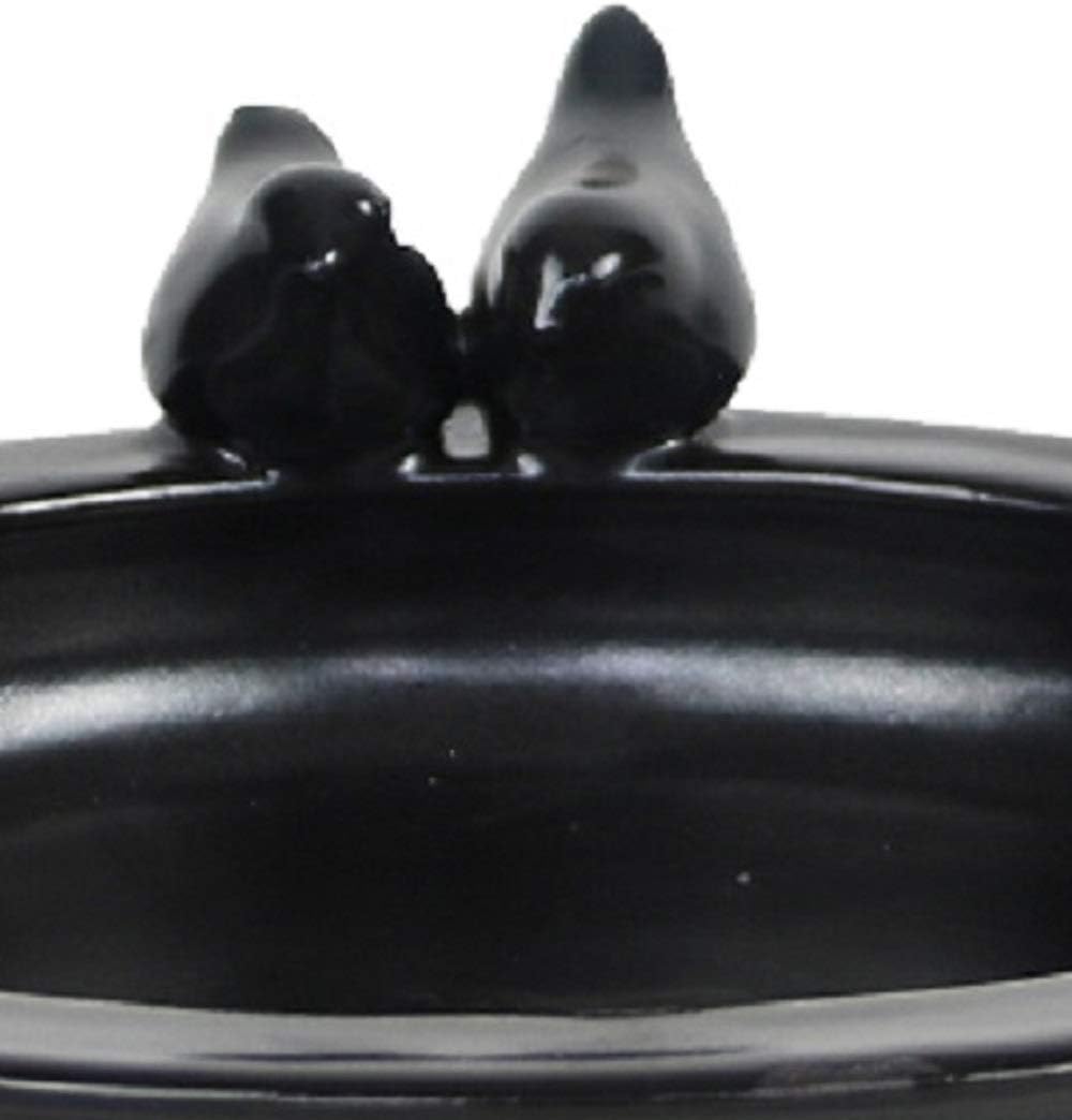Esschert Design Round Bird Bath with Birds, Ceramic, Gray
