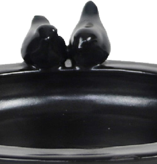 Esschert Design Round Bird Bath with Birds, Ceramic, Gray