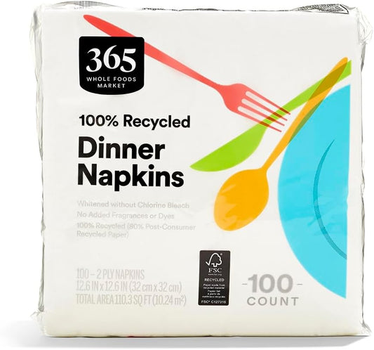 365 by Whole Foods Market, Dinner Napkins, 2-Ply, 100 Count