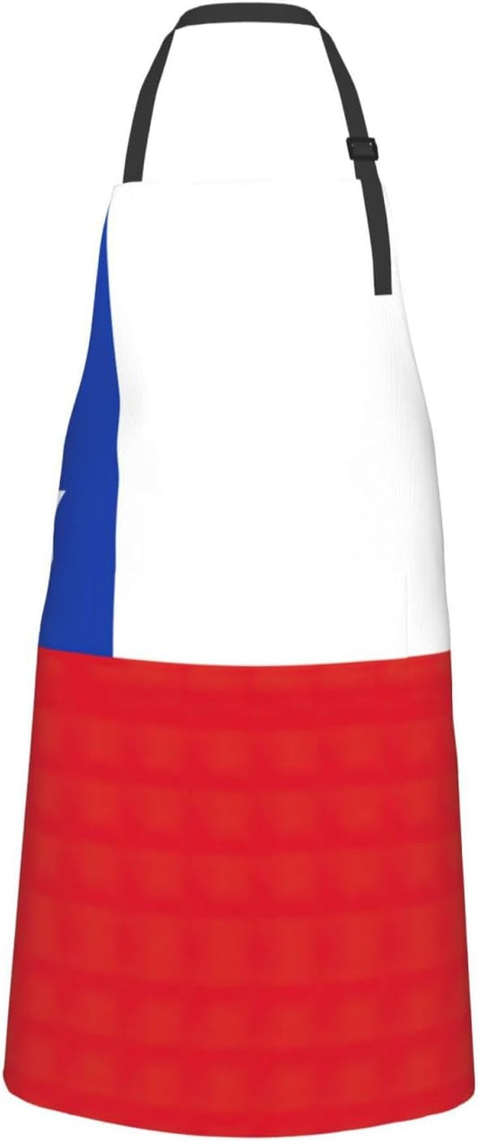 Flag of Chile Print Laundry apron 28x33 In Waterproof Kitchen Apron wi