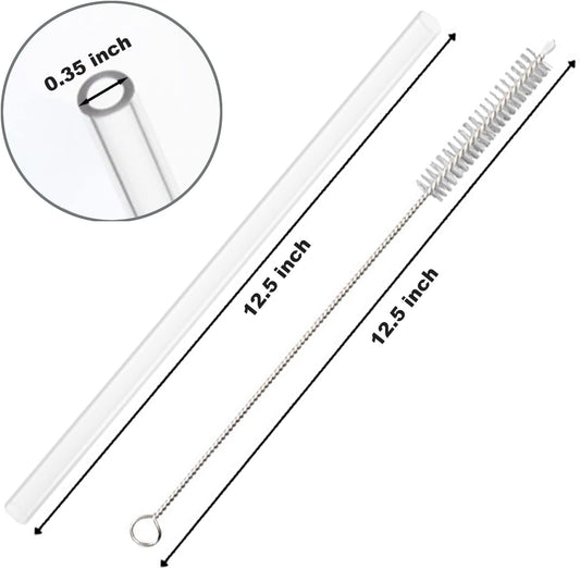 Replacement Straw Compatible with Stanley 40 oz 30 oz Cup Tumbler, 6 Pack Reusable Straws for Stanley 40 oz Tumbler with Handle, Straws with Cleaning Brush for Stanley Accessories, Plastic, Clear