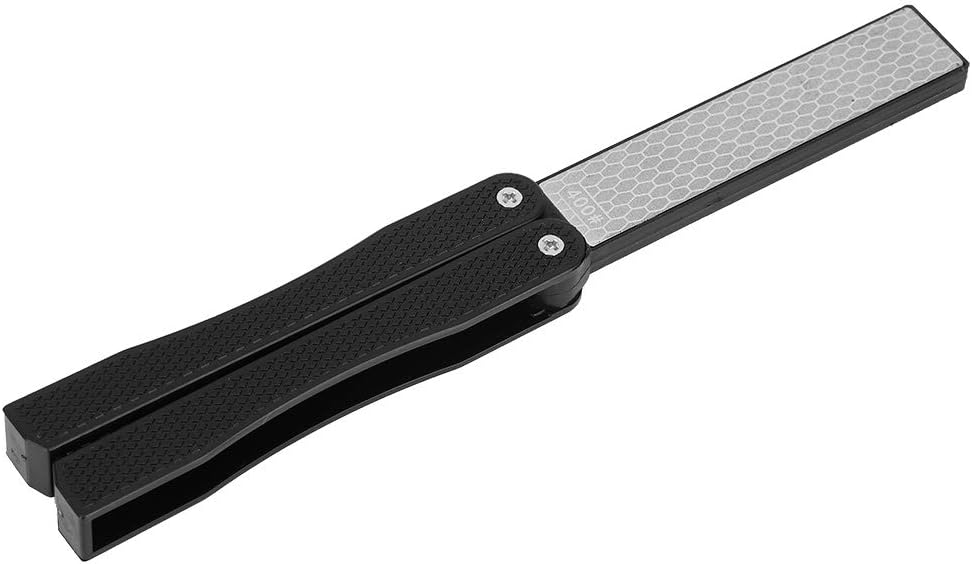 Double Sided Sharpener, Garden Tool Sharpener Knife Sharpener Folding Pocket Knife Sharpener Portable Sharpening Stone for Scissor Pruners Loppers(New black)