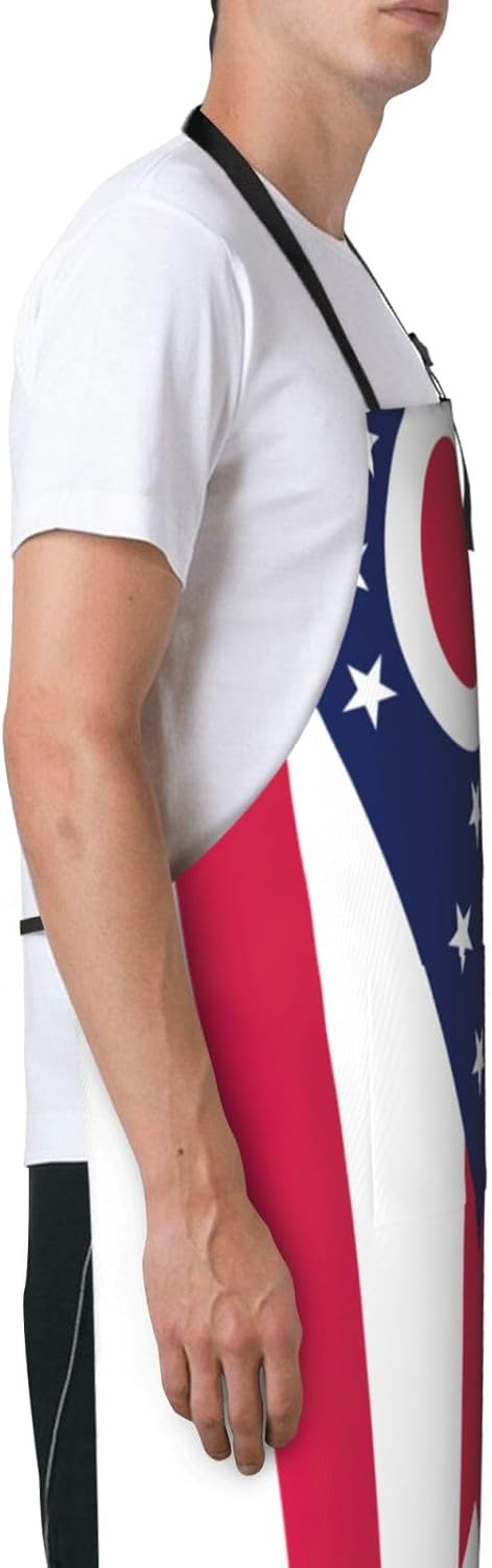 Ohio State Flag print Waterproof chef's apron with pocket apron for ki