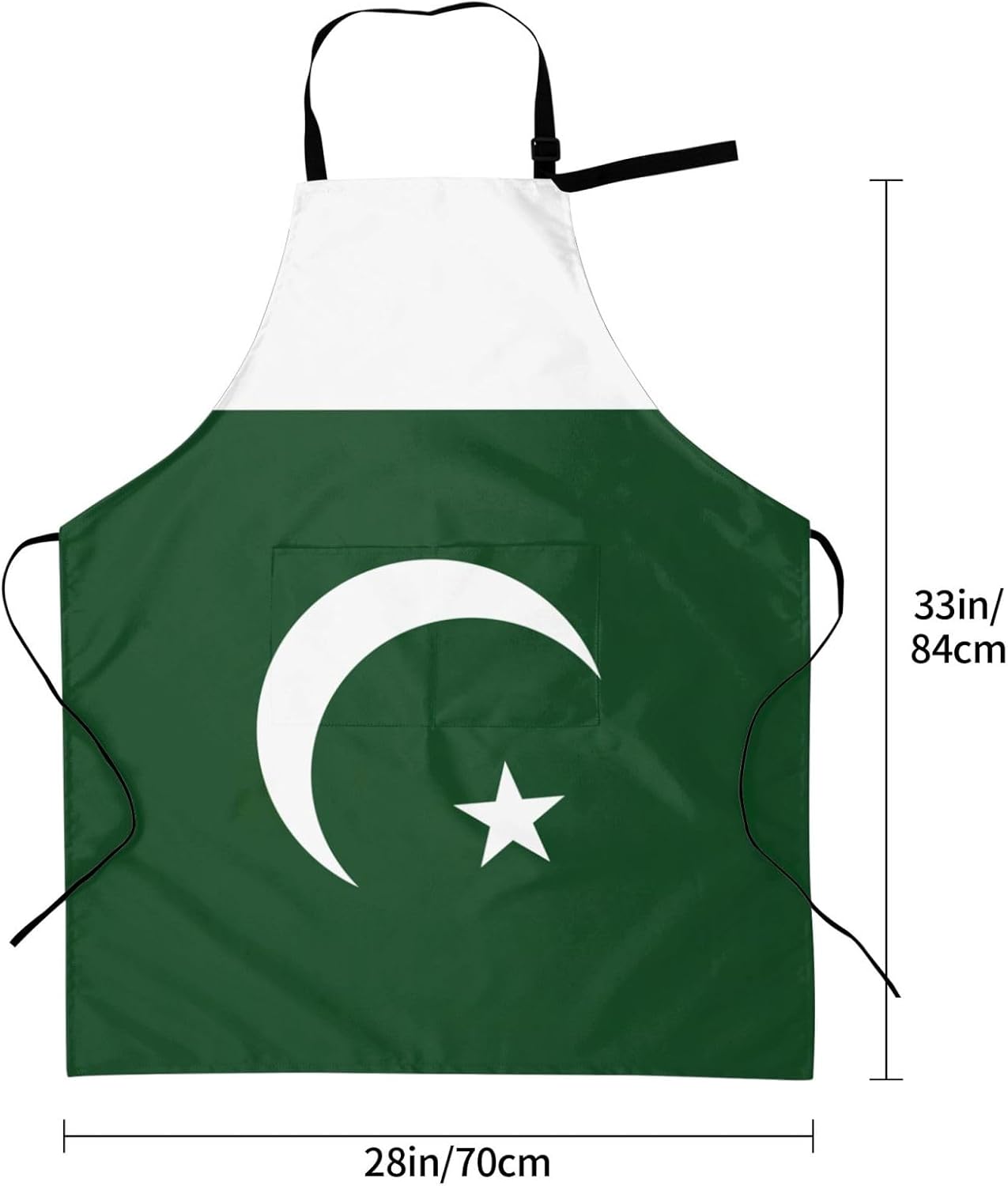 Flag of Pakistan print Waterproof chef's apron with pocket apron for kitchen cooking baking barbecue and gardening