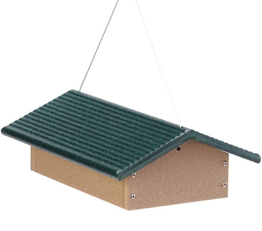 Birds Choice Upside Down Suet Feeder, Holds 4 Suet Cakes | Hanging Suet Bird Feeder with Roof, Woodpeckers, Jays, Nuthatches | Sturdy for Garden & Backyard | Taupe & Green, 11.75"L x 8.75"W x 4"H