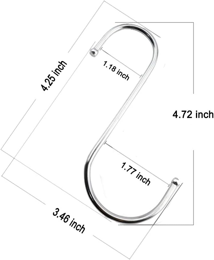 22 Pack 4.7 Inches Extra Large S Shape Hooks Heavy-Duty Metal Hanging 